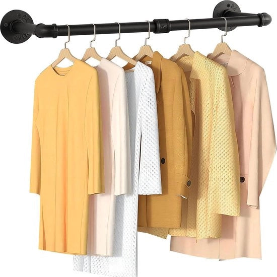 Maniglione per Abbigliamento Industriale 80cm - Supporto per Abbigliamento Rustico - Pannello da Parete Pannello da Cucina - Negozio Salotto - Nero 1-Pack