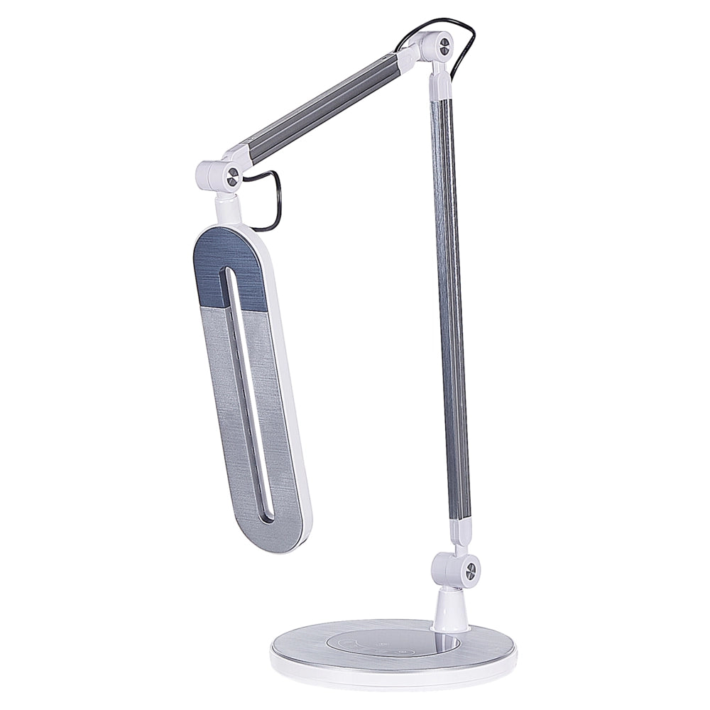 Lampada da tavolo color argento LED intensità variabile braccio regolabile stile moderno cameretta ufficio