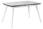 Tavolo Allungabile 140/170/200x90x76 cm in Metallo con Top in Ceramica su Vetro Bianco