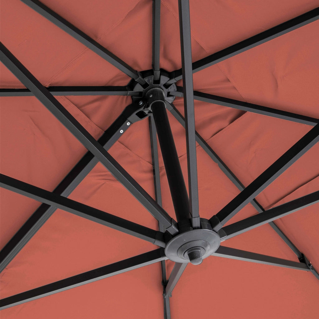Oviala - Ombrellone sporgente 3x4m in alluminio terracotta