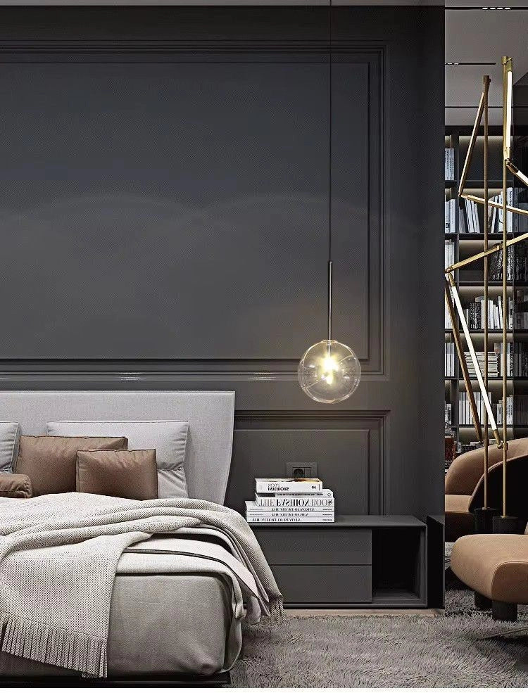 Lampada Da Soffitto A Sospensione Con Sfera Di Vetro 20cm APP1685-1CP