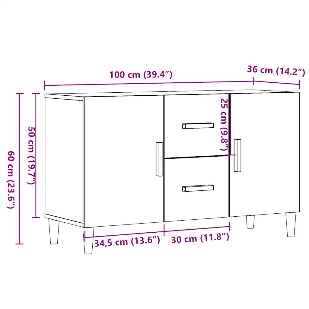 Credenza Legno Antico 100x36x60 cm in Legno Multistrato