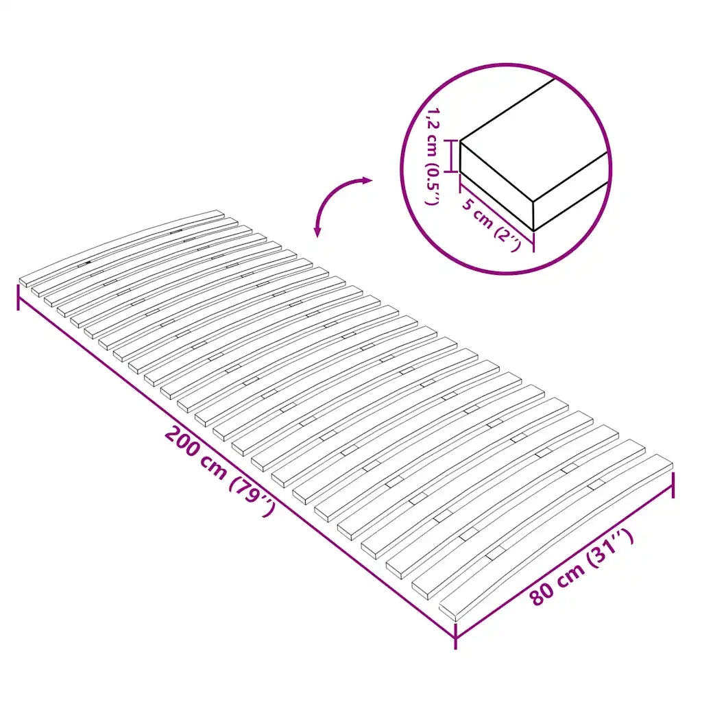 Rete di ricambio per letto con 24 doghe 80x200 cm 340076