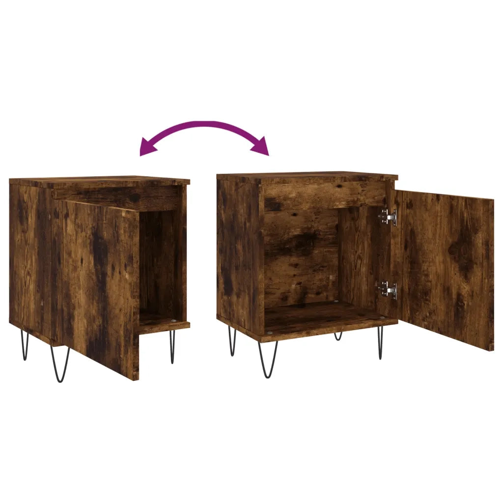 Set di 2 Comodini | Armadio da Notte | Mobiletto da notte Rovere Fumo 40x30x50 cm in Legno Multistrato