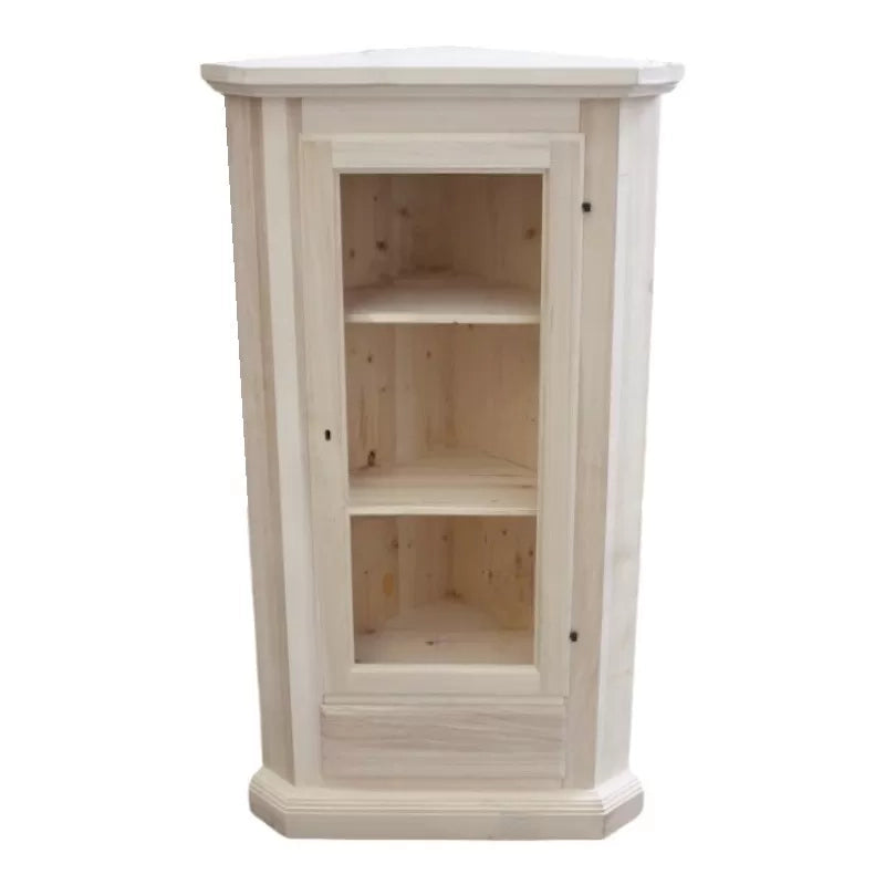 Mobile angolare vetrina 1 porta classico legno grezzo l.50 p.50 h.130 (724) - Mobili 2G