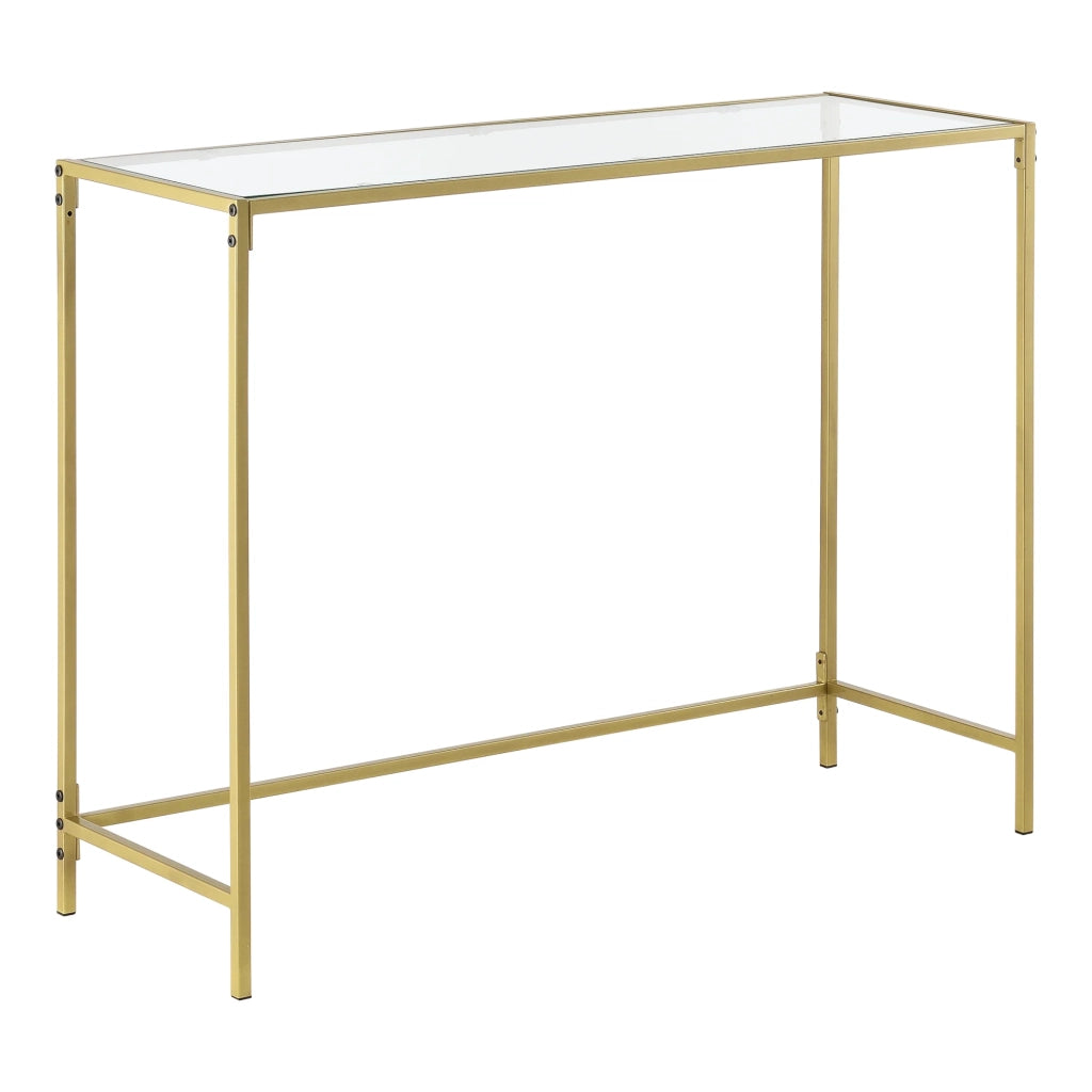 Consolle di design extra soggiorno piano vetro gambe acciaio 100 cm oro 03_0006182