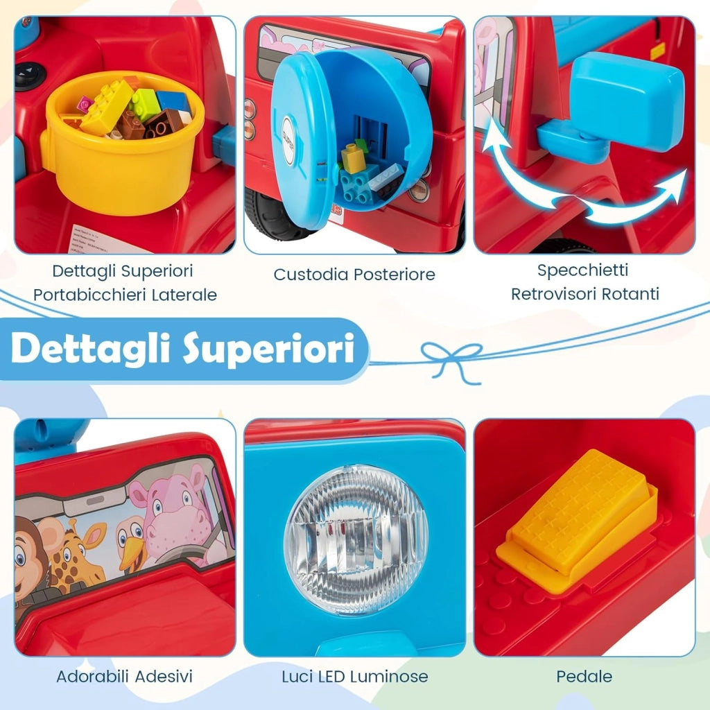 6V Macchina Elettrica per Bambini, Auto Elettrica Cavalcabile con Sonori Portabicchiere, Vano Portaoggetti, Luci LED, 18 Mesi + (Rosso)