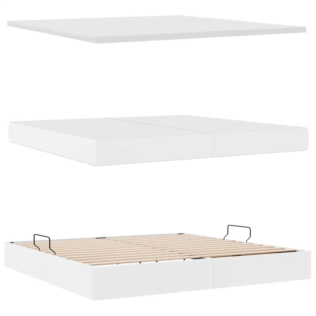 Letto con contenitore e materasso Bianco 200 x 200 cm