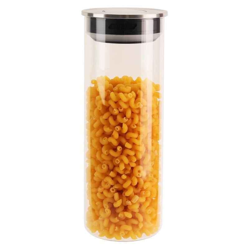 MA MAISON FOODIE BARATTOLO DA CUCINA IN VETRO ALTO CON COPERCHIO CROMATO INOX A CHIUSURA ERMETICA 10X31H CM