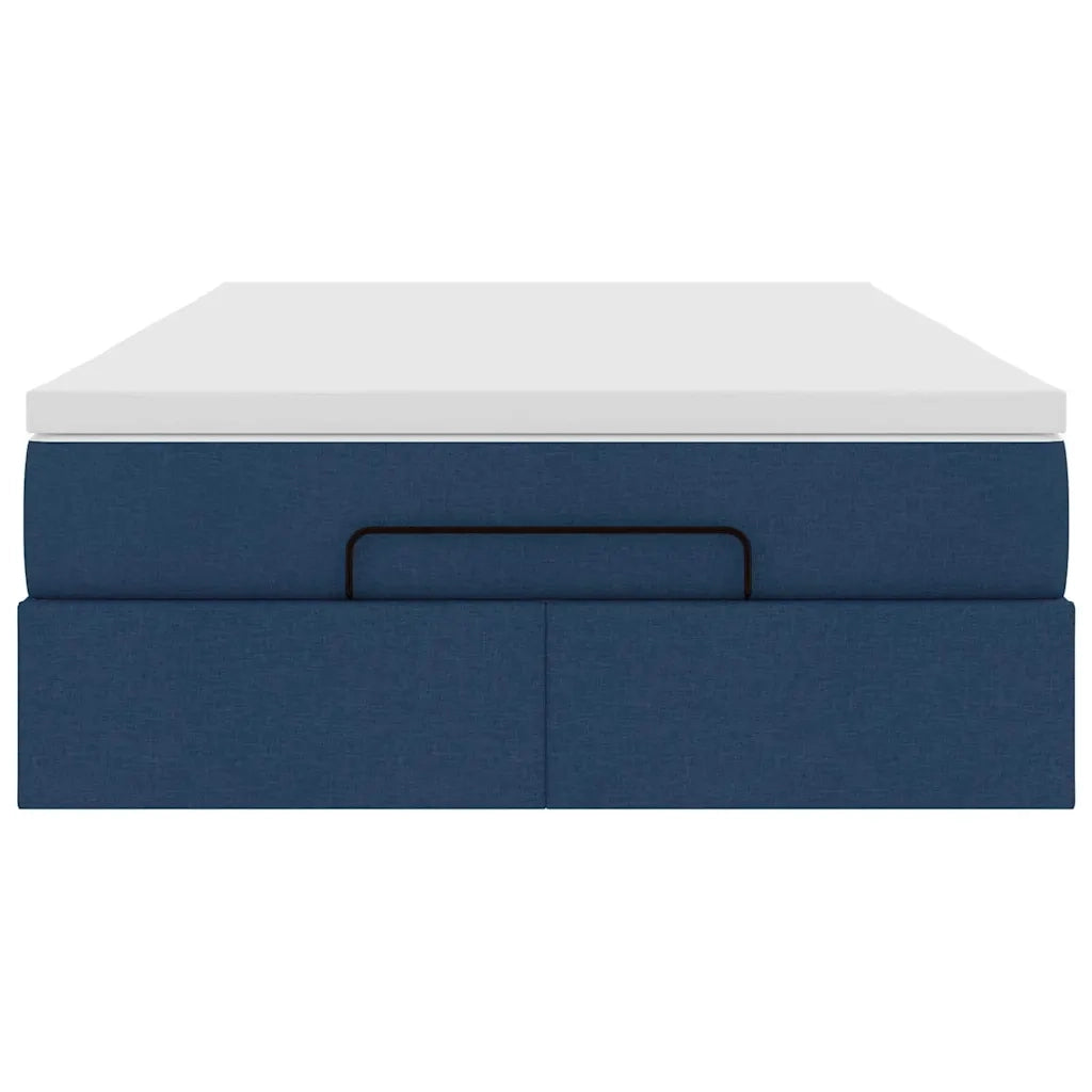 Struttura Letto Pouf con Materasso Blu 120x190 cm in Tessuto