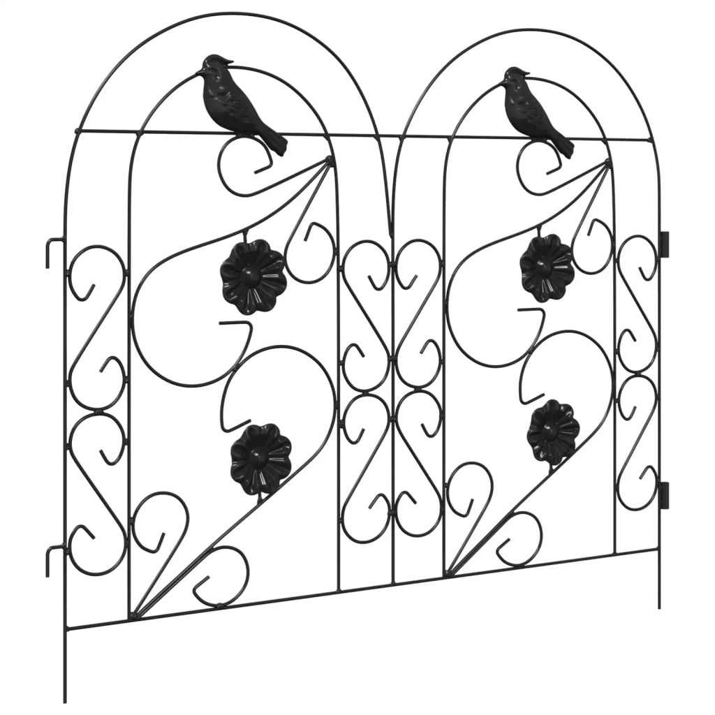 Recinzione per Giardino 5 pcs Nero Acciaio