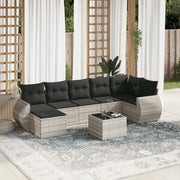 Set Divano da Giardino 8pz con Cuscini Grigio Chiaro Polyrattan 3254029