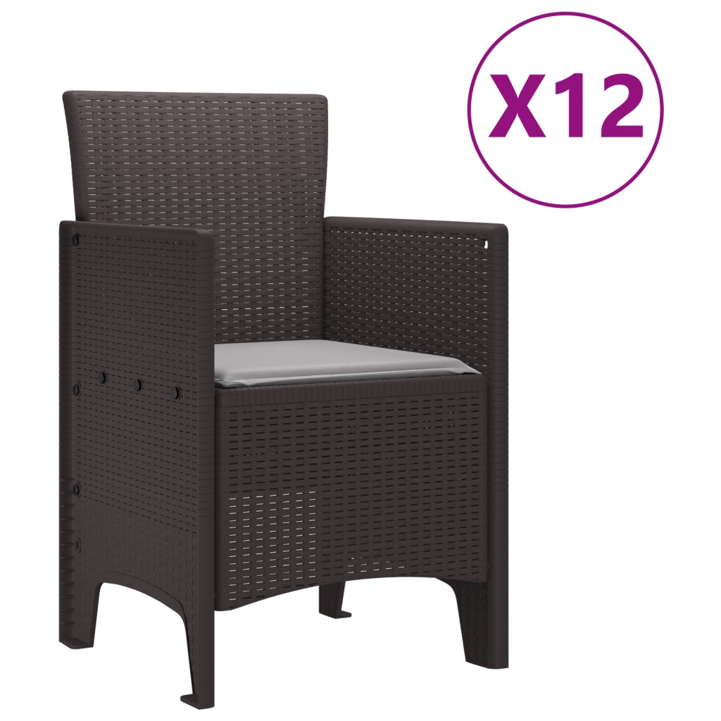 Set da Pranzo da Giardino da 13 Pezzi con Cuscini Rattan Sintetico Marrone