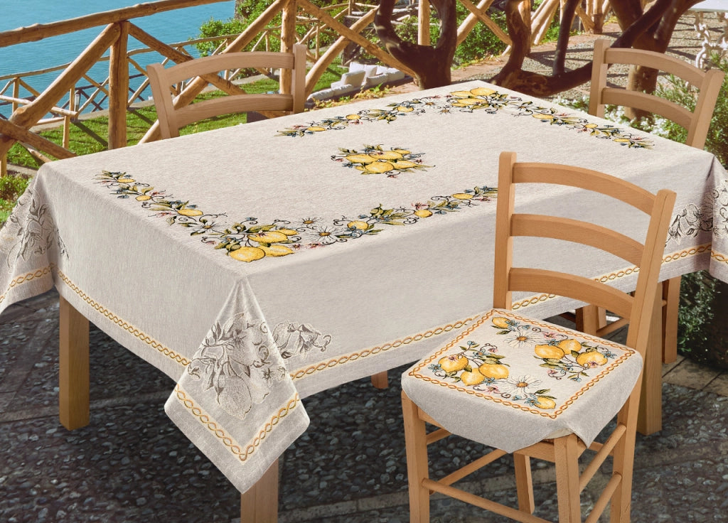 Tovaglia Copritavolo Tavola Fantasia Estate Disegno Limoni Estiva Made Italy - 140x140 - Limoni