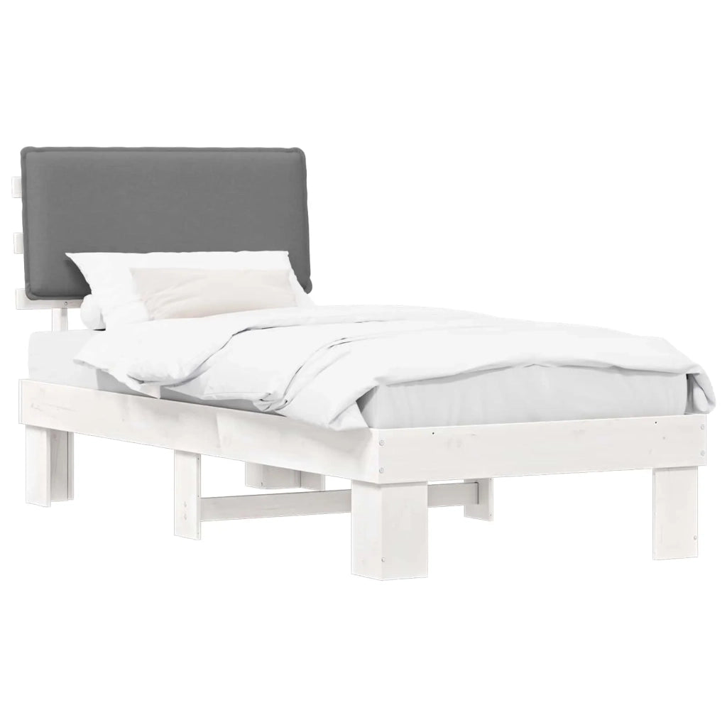 Letto con Testiera Rivestita Grigio chiaro 90 x 200 cm 877308