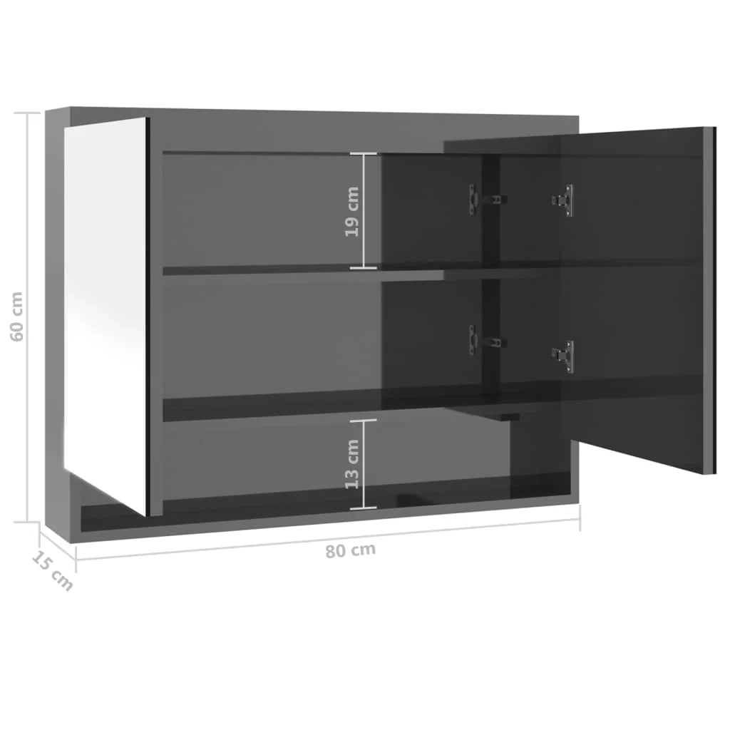 Mobiletto specchio da bagno 80 x 15 x 60 cm grigio MDF 02_0006711
