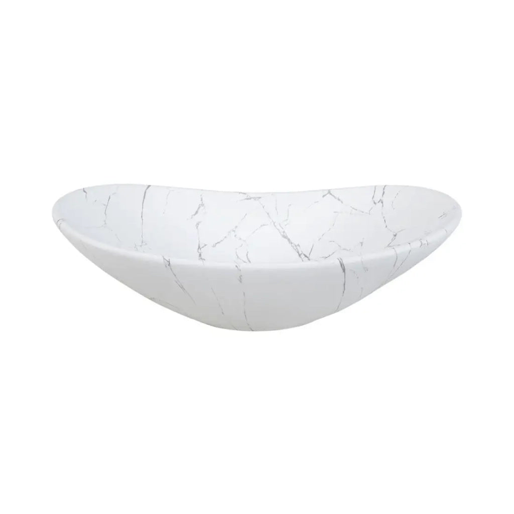 Set da bagno NATURA 80cm: mobile sottolavabo + piano per lavabo + lavabo da appoggio asimmetrico bianco marmorizzato