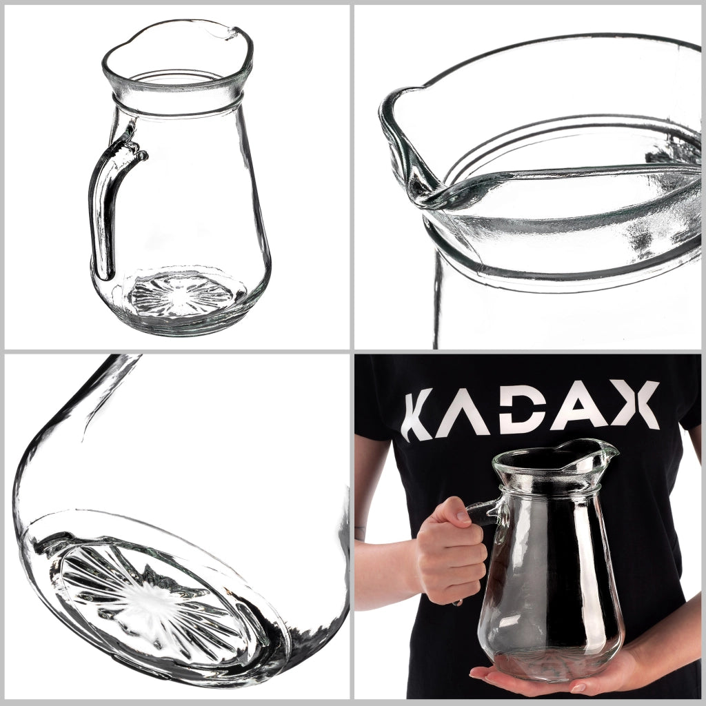 Caraffa in vetro KADAX per acqua, succhi di frutta, bevande, composte, limonata, 1,3 litri
