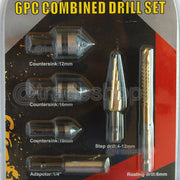 Trade Shop - Kit 6 Punte Frese Conica Allargafori Per Trapano Avvitatore Scalino Filettante -