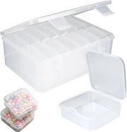 Pacco di 15 piccole scatole di plastica con coperchi, contenitori di raccolta trasparenti mini, organizzatore rettangolare per la raccolta di piccoli oggetti, artigianato DIY, gioielli.