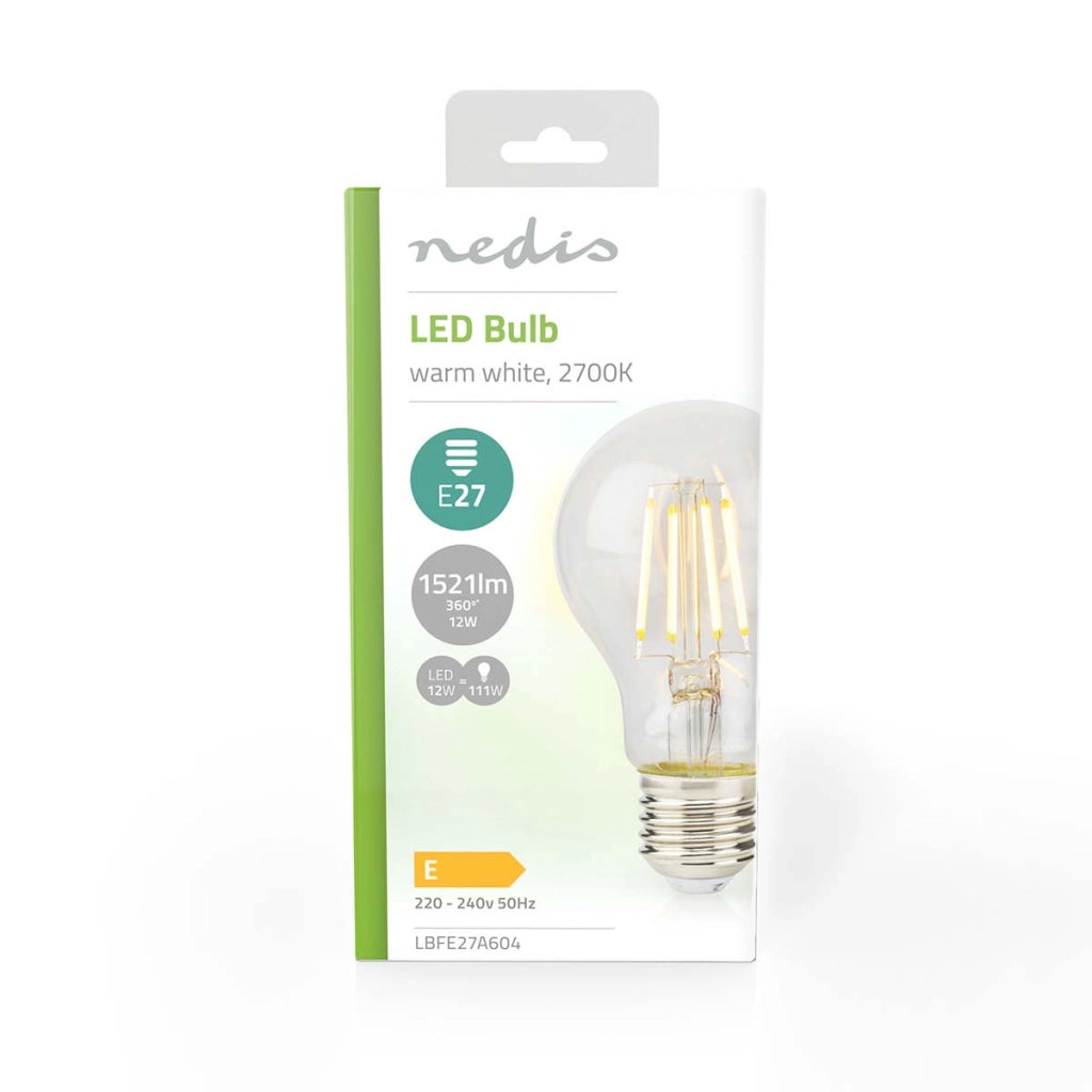 Lampadina LED E27 A60 a risparmio energetico 12W stile retrò Trasparente Nedis