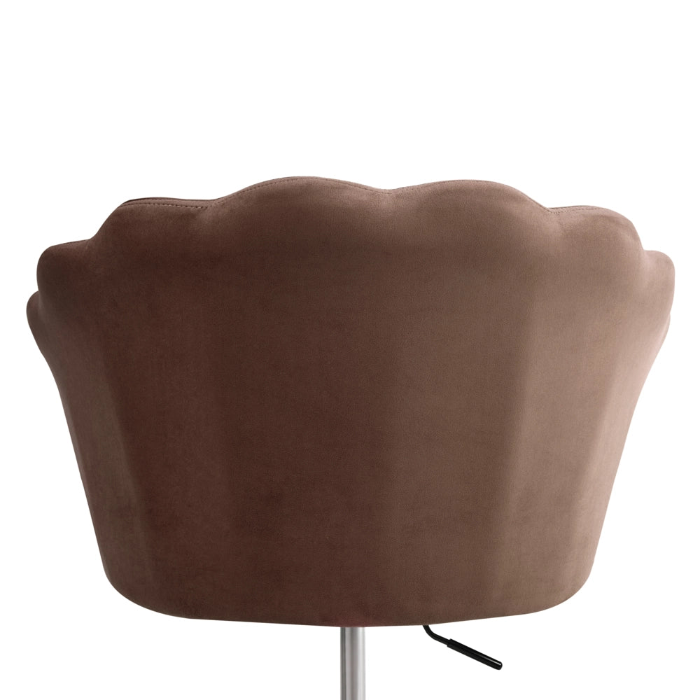 Sedia da ufficio in velluto di colore marrone con base girevole altezza regolabile elegante moderna