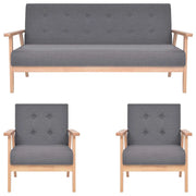 Set di Divani 3 pz in Tessuto Grigio Scuro