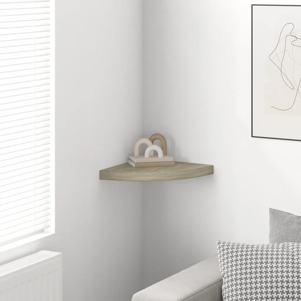 Scaffale Angolare a Parete Rovere 35x35x3,8 cm in MDF