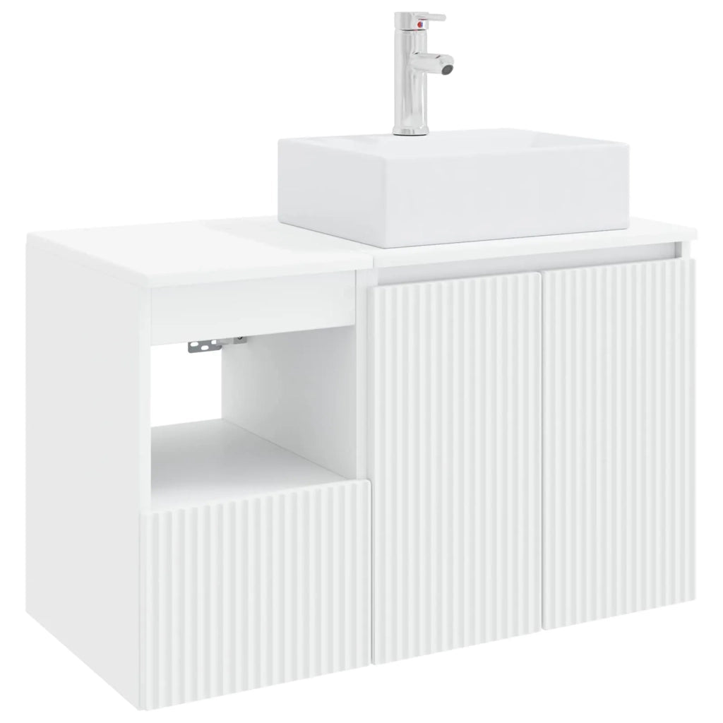 Set di mobili per il bagno 2 pz Bianco Legno ingegnerizzato 3404054