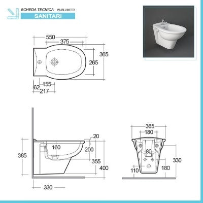 Set di sanitari sospesi Karla in ceramica wc bidet e copriwater incluso