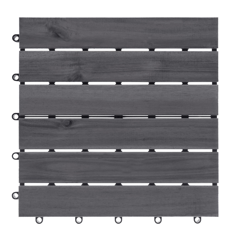 Pavimento in legno di acacia certificato grigio per esterni con base in plastica resistente all'acqua