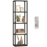 Lampada LED RGB 4 livelli con Ripiani in Vetro, Telecomando e Sincronizzazione Musica, Nero