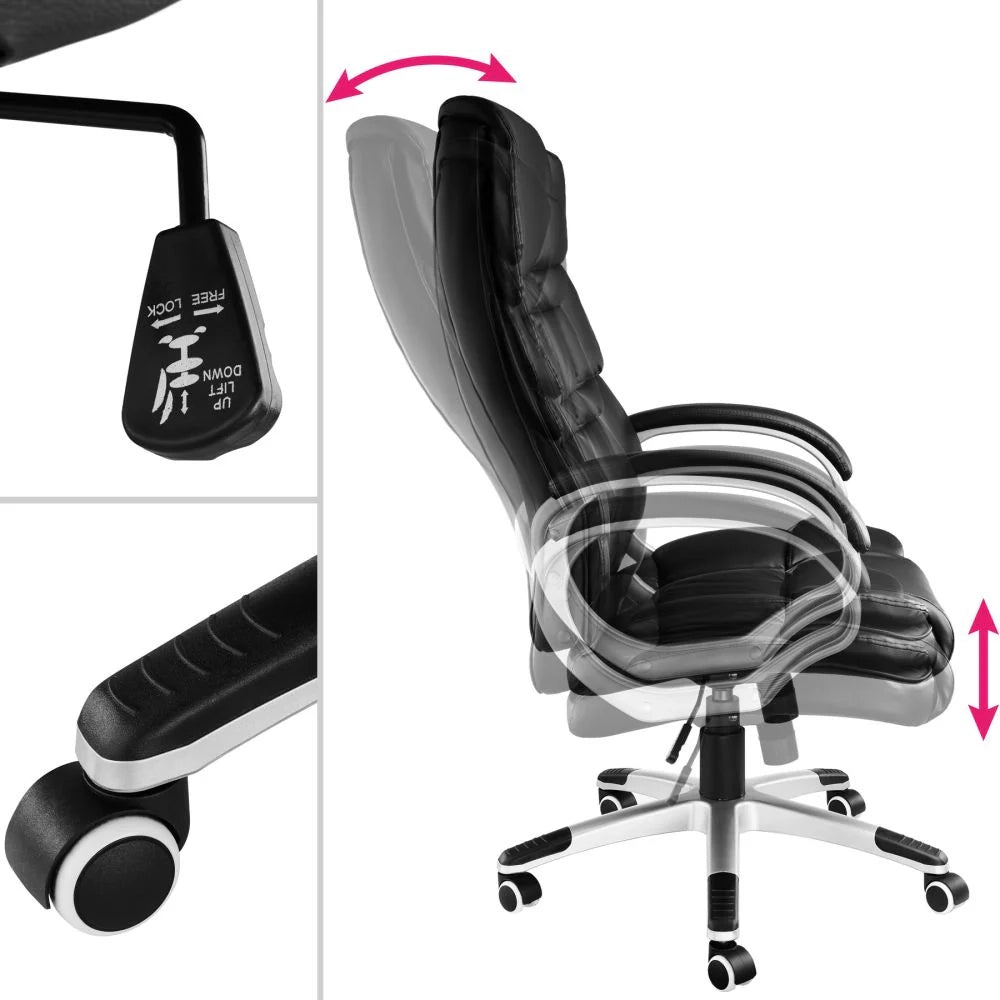 Sedia da ufficio sedia direzionale con braccioli max 120 kg nera 0508073