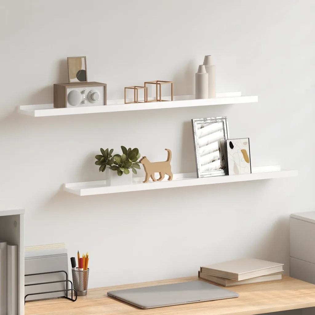 Mensole da Parete 2 pz Bianco Lucido 80x9x3 cm cod mxl 33527