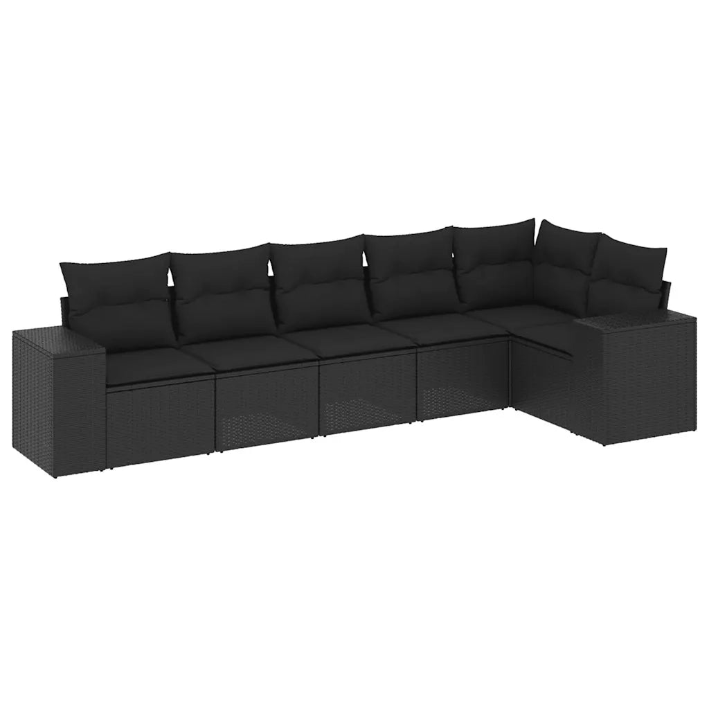 Set Divano da Giardino 6 pz con Cuscini Nero in Polyrattancod mxl 115146