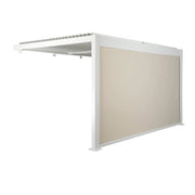 Pergola bioclimatica in alluminio addossata 4x3m + 1 tenda 4m , bianco