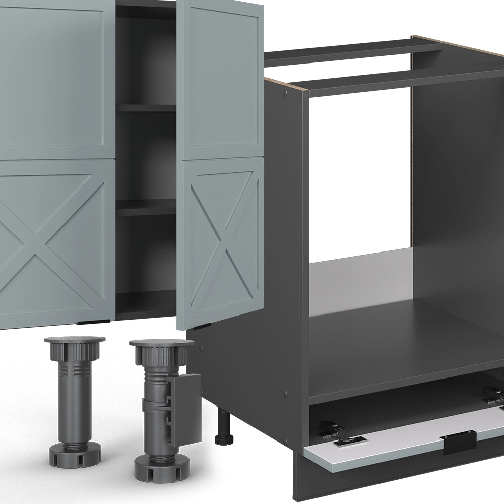 Cucina componibile Fame-Line Blu-grigio chiaro/Antracite 300 cm, PL Antracite Vicco