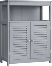 Cassettiera da Bagno - Mobili di Archiviazione - Organizzatore con Spazio Aperto & 2 Porte - MDF - Grigio - 30 x 60 x 80 cm