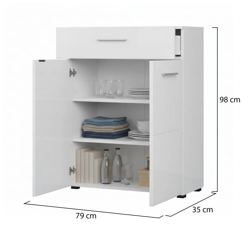 Madia Verduno, Credenza 2 Ripiani, 79x35x97.5h cm Bianco