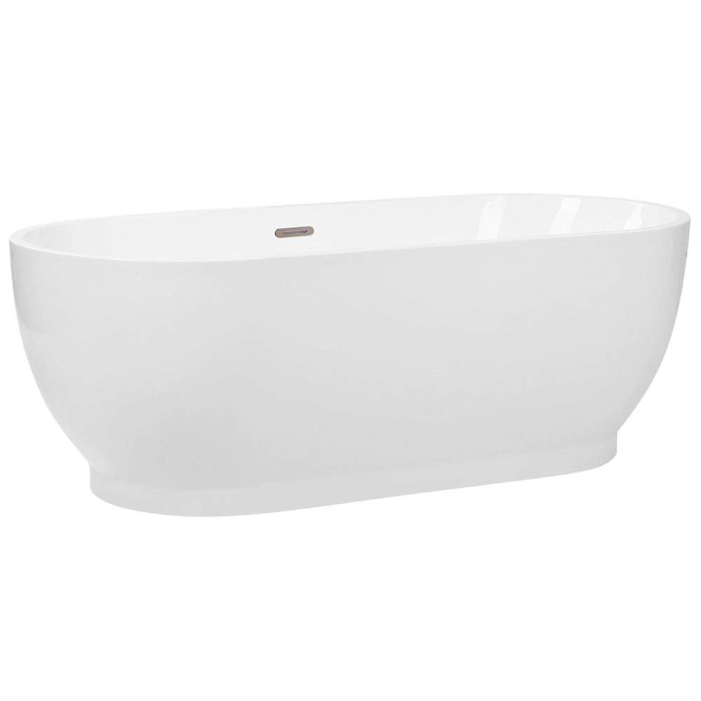 Vasca da bagno freestanding bianco lucido sanitario acrilico ovale moderno design minimalista