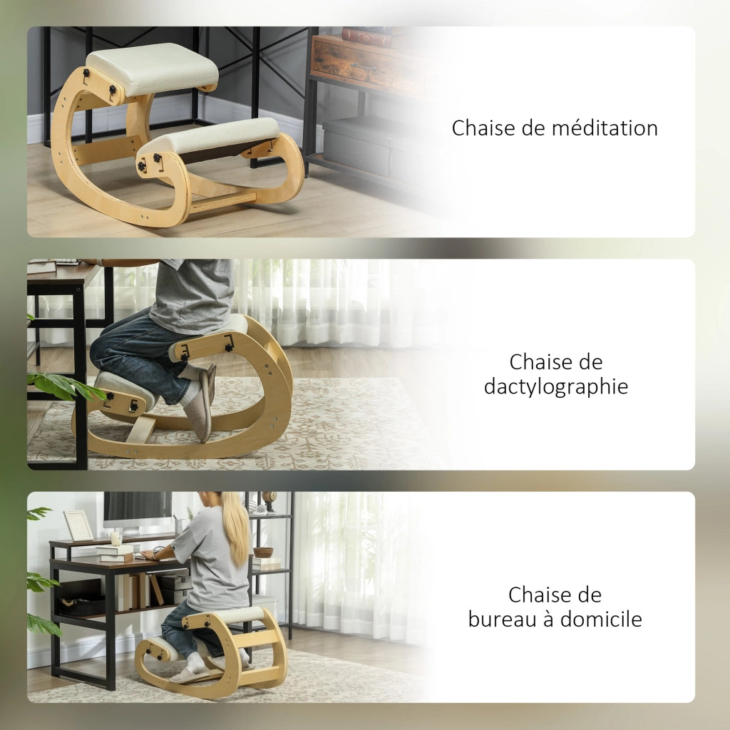 Sedia ergonomica da ginocchio in legno con funzione dondolo ¨C zephmum ¨C regolabile