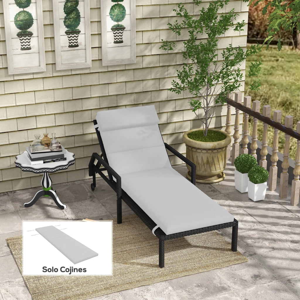 Cuscino per Sdraio in Cotone ¨C Zephmum ¨C Grigio Chiaro 196x63x6 cm