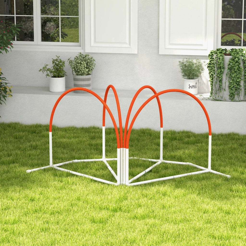 Set Addestramento Cani da Esterno 4 Pezzi 89x69x99 cm in PE e ABS Bianco e Arancione