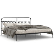 Letto matrimoniale | Letto per adulti | Giroletto con Testiera in Metallo Nero 193x203 cm