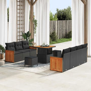Set Divano da Giardino con cuscino 10 pcs Nero 3363264