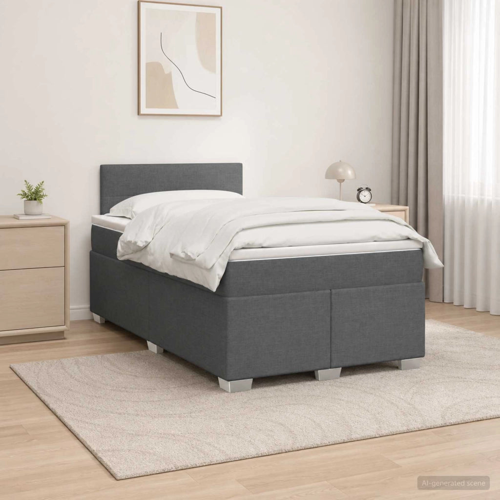 Letto con Box Spring, Materasso e LED Grigio Scuro 120 x 190 cm 3451897