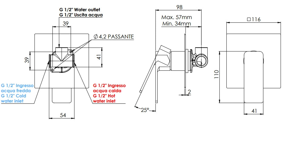 MISCELATORE MONOCOMANDO INCASSO LINEA ICON- Visual Inox- MARIA- pezzi 1