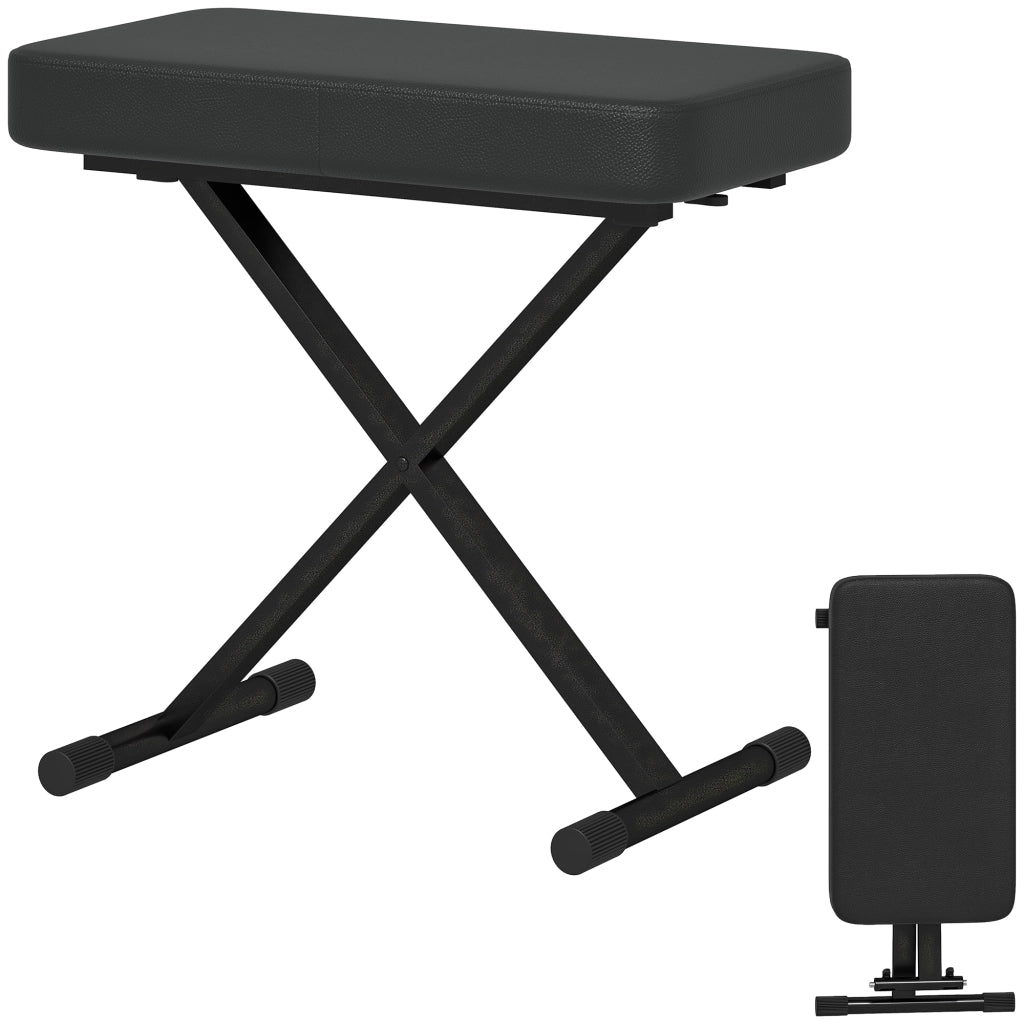 Sgabello Pieghevole Regolabile ¨C zephmum ¨C Pelle PU Nero 60x32x53-63 cm