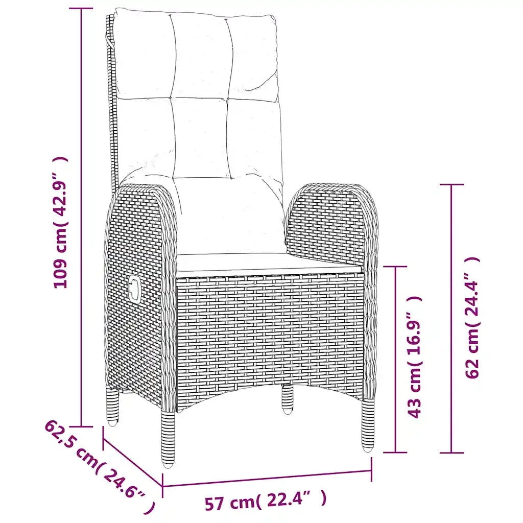 Set da Pranzo da Giardino 9 pz con Cuscini in Polyrattan Grigio 3213519