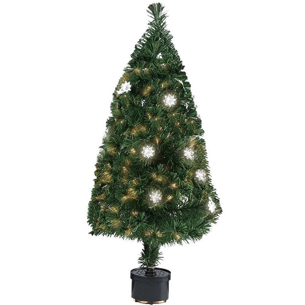 Trade Shop - Albero Di Natale Fibra Ottica Flower 60cm 60 Punte 9 Fiori Colore Verde -